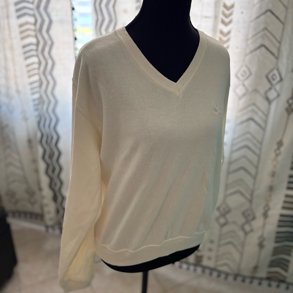 Cutter & Buck Cream V-Neck Sweater Classic Knit